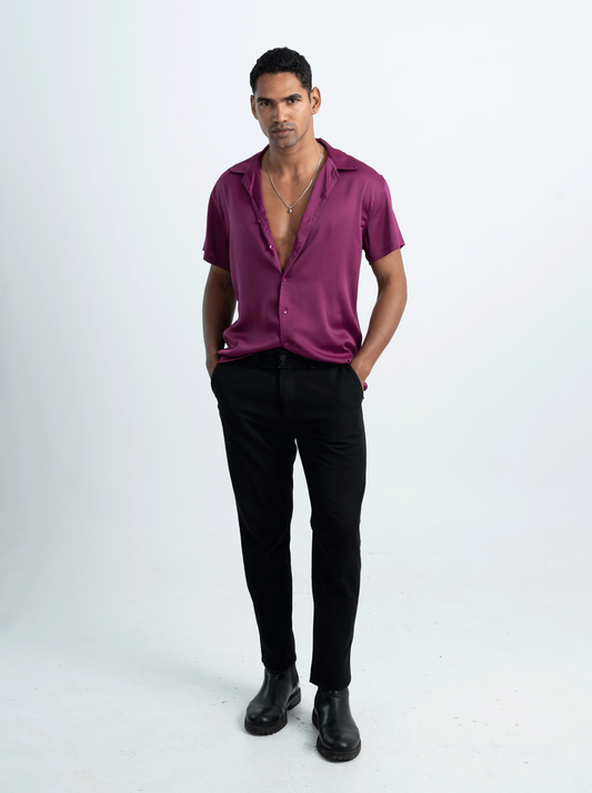 DEEP VIOLET SATIN SHIRT